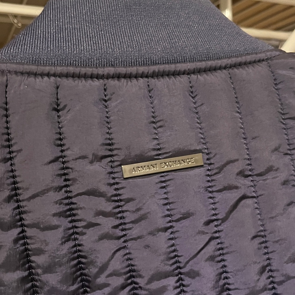 Armani Exchange Deep Blue Bomber Jacket - Picture 7 of 7